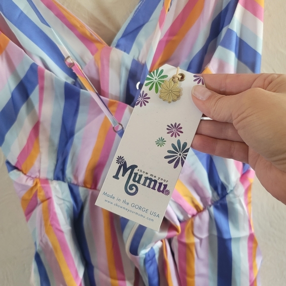 Show Me Your Mumu, Bisou Mini Dress Striped Multi-Color, Size X-Large - NWT - Picture 9 of 10